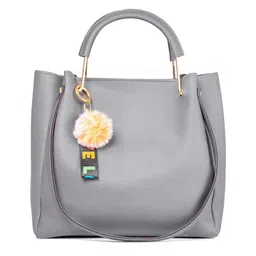 Martucci Grey Oversized Structured Shoulder Bag with Tasselled-14