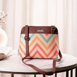 ZOUK Geometric Printed Structured Sling Bag-26