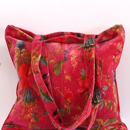 HANDICRAFT PALACE Printed Structured Velvet Tote Bag-picture-29