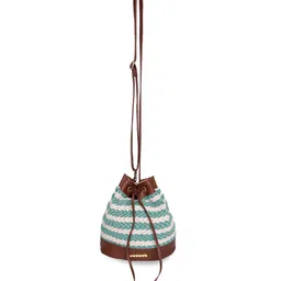 ASTRID Self Design Drawstring Closure Bucket Sling Bag with Tassel-image-37