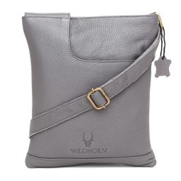 WildHorn Men Grey Leather Oversized Bucket Sling Bag-32