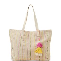 Accessorize Striped Oversized Shopper Cotton Tote Bag with Tasselled-picture-43