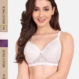 FIMS Pack of 2 Rapid-Dry Lace Lightly Padded Bra Fancy_Pad_Bra_WhitePurple-picture-7