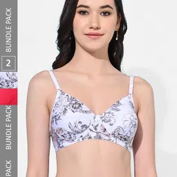 FIMS Pack Of 2 Floral Printed Full Coverage Lightly Padded Bra With All Day Comfort-8