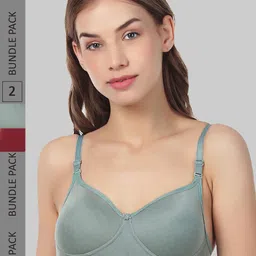 FUNAHME Pack Of 2 Non-Wired Lightly Padded Seamless T-Shirt Bra With All Day Comfort-23