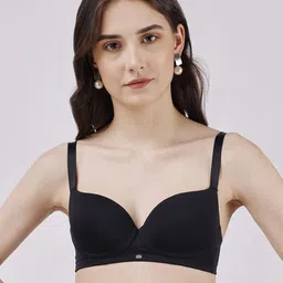 SOIE Women Semi/ Medium Coverage Padded Non-Wired T-shirt Bra CB-133BLACK-BLACK-65