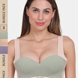 Amour Secret Pack of 3 Colourblocked Push Up Bra - Underwired Lightly Padded-image-16