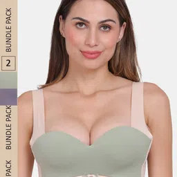 Amour Secret Pack of 2 Colourblocked Push Up Bra - Underwired Lightly Padded-image-47