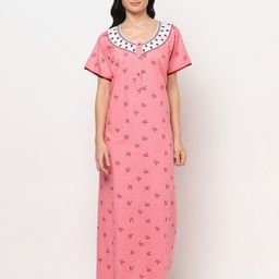 TRUNDZ Pink Printed Maxi Nightdress-image-58