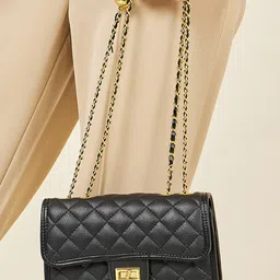 Styli Quilted Twisted Lock Sling Bag-17