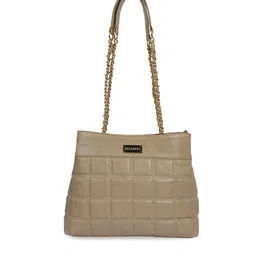 Bellissa Beige Textured PU Structured Shoulder Bag-53