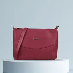 Metro Maroon PU Swagger Sling Bag with Quilted-38