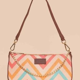 ZOUK Geometric Printed Structured Baguette Bag-image-4