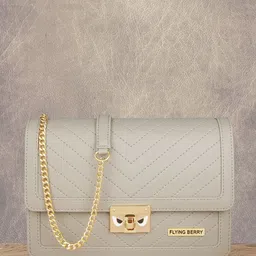 FLYING BERRY Grey Textured Structured Sling Bag-image-86
