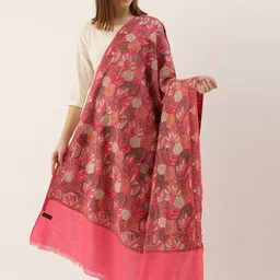 Pashmoda Women Pink & Grey Embroidered Woolen Shawl-21