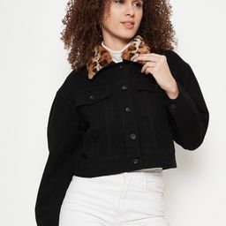 Madame Spread Collar Crop Cotton Denim Jacket-picture-17
