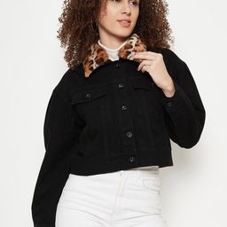 Madame Spread Collar Crop Cotton Denim Jacket-picture-16