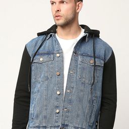 LOVEGEN Washed Hooded Denim Jacket with Patchwork-image-26