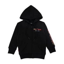 Palm Tree Boys Typography Printed Hooded Cotton Front-Open Sweatshirt-13