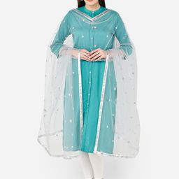 Dupatta Bazaar Silver-Toned Sequinned Dupatta image 1