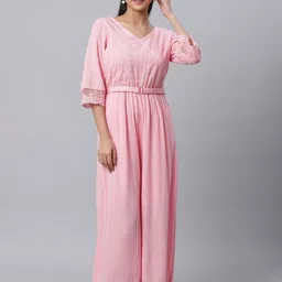 AURELIA Embroidered V-Neck Belted Basic Jumpsuit-picture-21