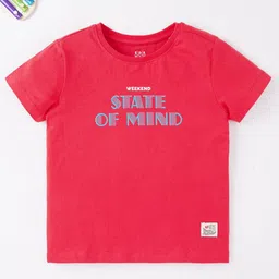 Ed-a-Mamma Boys Red Typography Printed Cotton T-shirt-image-7