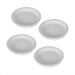 LASAKI 4 Pieces White Round Ceramic Pot Trays-52