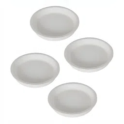 LASAKI 4 Pieces White Round Ceramic Pot Trays-46