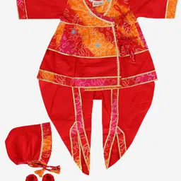 BownBee Girls Red Pure Cotton Kurta & Dhoti Pants-image-65