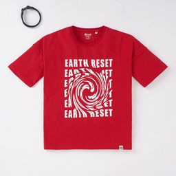 edheads Boys Red Typography Printed T-shirt-image-22