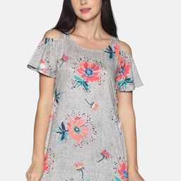 Saffron Threads Women Grey & Pink Printed Cold-Shouldered Sleeve Tunic-image-17