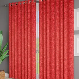 Just Home Red & Gold-Toned 4 Pieces Jacquard Room Darkening Door Curtains-31