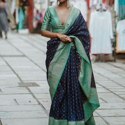 AMRUTKALA SAREES Ethnic Motifs Silk Blend Banarasi Saree-picture-44