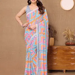 DIVASTRI Embroidered Poly Georgette Ready to Wear Saree-picture-12