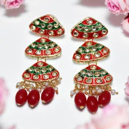 Jolly Faces Artificial Stones & Beaded Contemporary Drop Earrings-image-53