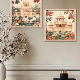 WALLLANE Brown & Green 2 Piece Wood Floral and Botanical Wall Paintings-image-99