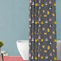 ArtzFolio Grey & Yellow Printed Waterproof Shower Curtain-image-80