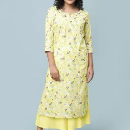 AURELIA Floral Printed Keyhole Neck Straight Kurta With Palazzos-image-34