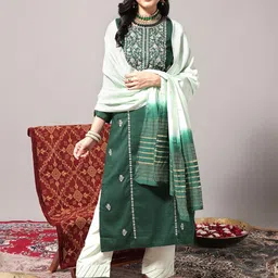 all about you Women Ethnic Motifs Embroidered Regular Gotta Patti Pure Cotton Kurta with Trousers & With-picture-38