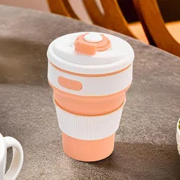 Kuber Industries Orange & Turquoise Blue 3 Pieces Collapsible Cup With Lid 350ml-11