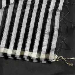 Dupatta Bazaar Black & Grey Striped Dupatta image 4