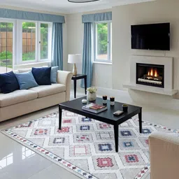 Sapana Carpet-Mats Rio Grey & White Geometric Printed Carpet-image-34