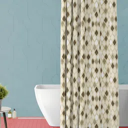 ArtzFolio Brown & White Geometric Printed Waterproof Shower Curtain-14