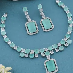 TIYARA Silver-Plated Artificial Stones and Beads Studded Jewellery Set-9