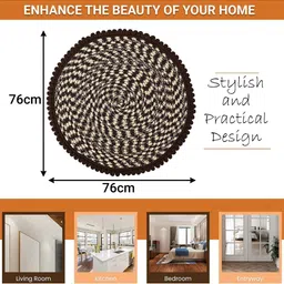 Aura 2-Pcs Red & Cream-Coloured Spiral Round Super Absorbent Doormat image 5