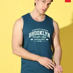WOOSTRO Pack Of 2 Printed Super Combed Cotton Gym Vests VWS26(BKLN PEACOCK)(98 RED)-image-3
