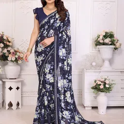 The Textile Hub Floral Printed Embellished Saree-picture-18