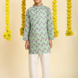 Cutiekins Boys Ethnic Motifs Printed Straight Cotton Kurta with Pyjamas-39