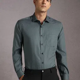 Louis Philippe Men Geometric Printed Spread Collar Pure Cotton Formal Shirt-image-72