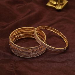 Exotic India Set Of 4 Gold-Plated Stone Studded Copper Bangles-image-23